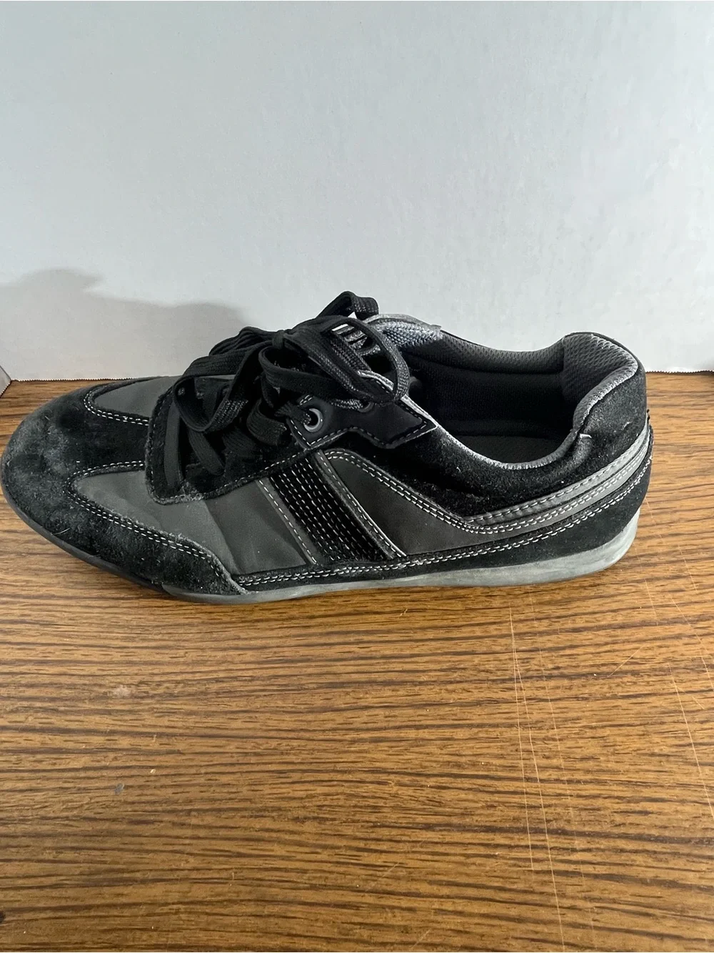 Perry Ellis America JASON Shoes Size 9.5  Black /Gray Mesh Suede   AF14F519A-1